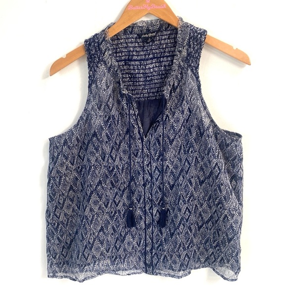 (BN49) Lucky Brand Scarf Print Tank Top, Size Small - Picture 6 of 11